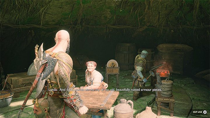 Lunda is one of the dwarves and you can meet her for the first time in Freyr's camp in Vanaheim - this happens during the course of The Reckoning story quest - God of War Ragnarok: Lundas Lost Armour - finding 3 pieces of armor in Vanaheim - Labors - Vanaheim - God of War Ragnarok Guide
