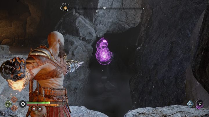 The third torch is out of range of both the Blades of Chaos and your bombs - God of War Ragnarok: Raider Hideout, Midgard - secrets, collectibles - Midgard - God of War Ragnarok Guide