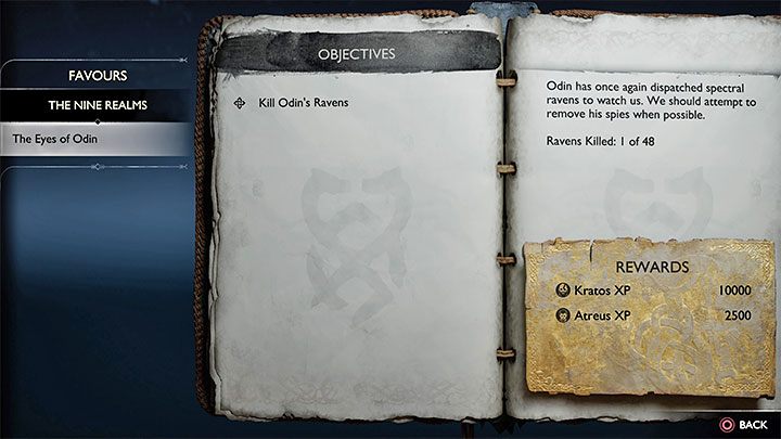 The Eyes of Odin is a favor in which you have to eliminate Odin's Ravens - God of War Ragnarok: The Raven Tree, Niflheim - secrets, collectibles - Niflheim - God of War Ragnarok Guide