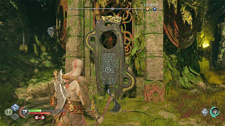 This vertical rune board is in the main part of the Noatun garden - God of War Ragnarok: Noatun Garden, Vanaheim - secrets, collectibles - Vanaheim - God of War Ragnarok Guide
