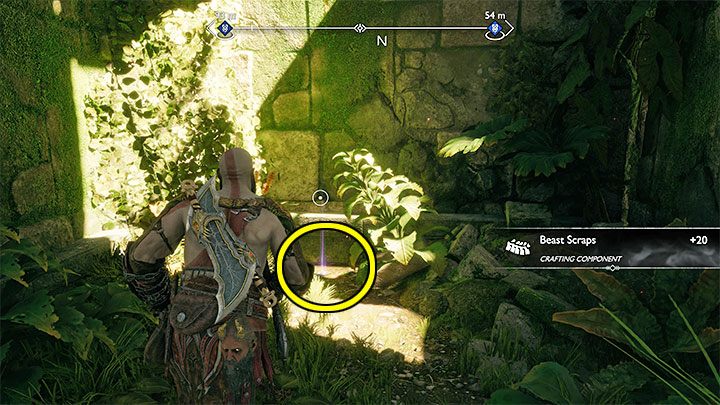 You can find it on the ground, next to the plants - God of War Ragnarok: Vanir Shrine, Vanaheim - secrets, collectibles - Vanaheim - God of War Ragnarok Guide