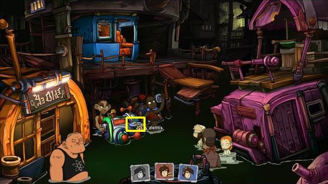 Return to the green Rufus and turn the crank again - Putting children to sleep | To rescue Goal and Deponia in Goodbye Deponia - To rescue Goal and Deponia - Goodbye Deponia Guide