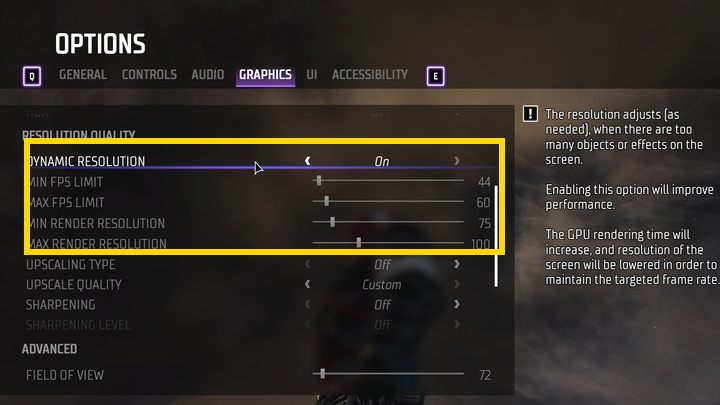 The option that can determine whether the game will be playable on weaker PCs is Dynamic Resolution - Gotham Knights: PC system requirements - Appendix - Gotham Knights Guide, Walkthrough