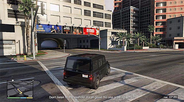 The tunnel that you need to wait for the convoy in - 79: The Big Score #2 - the Subtle variant - Main missions - Grand Theft Auto V Game Guide
