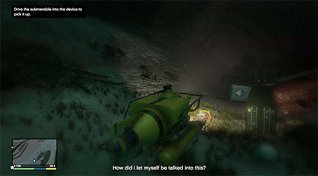 You need to approach the cargo, thanks to which it will cling to the sub - 32: The Merryweather Heist - the Freighter variant - Main missions - Grand Theft Auto V Game Guide
