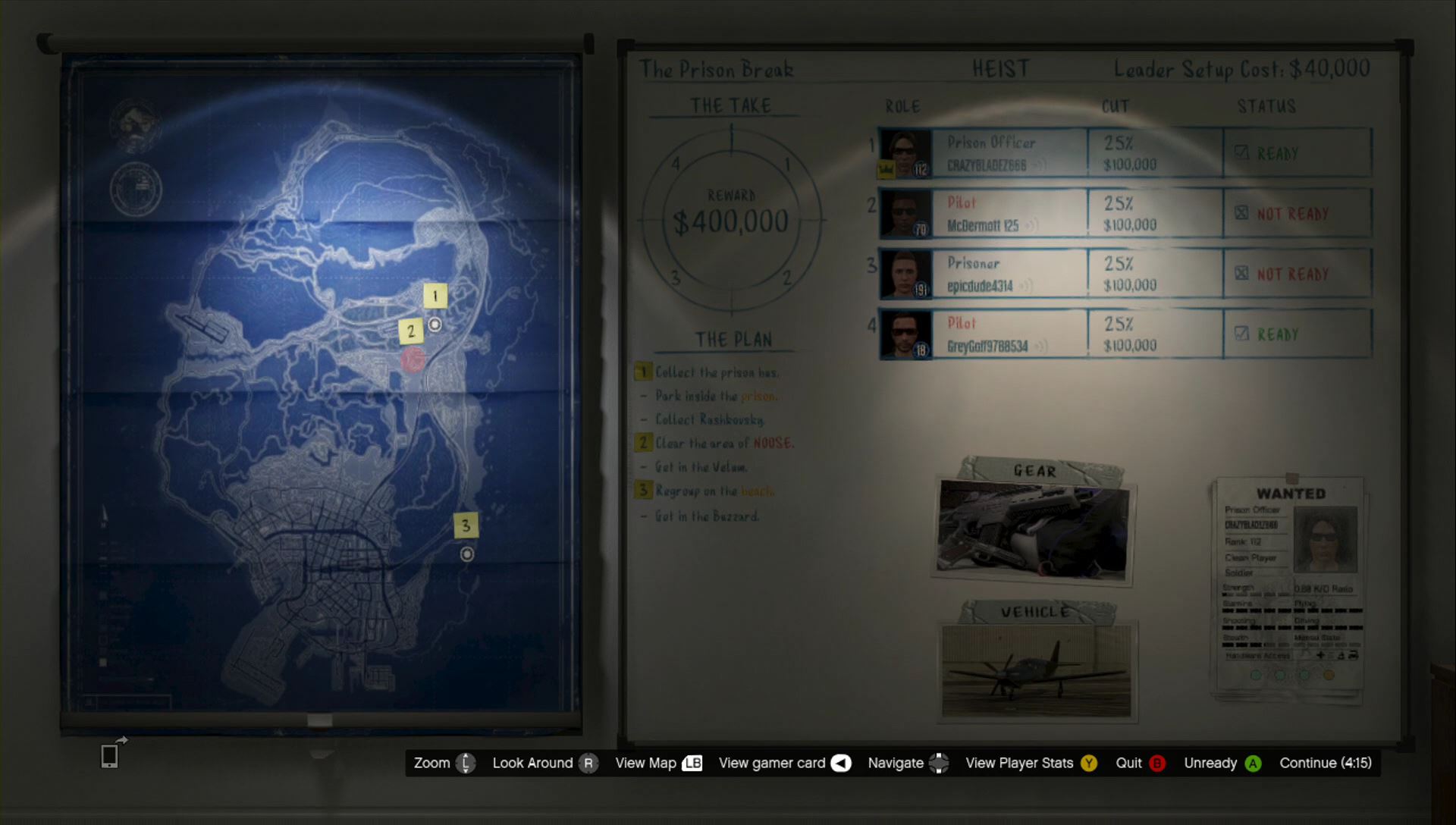 The heist arrangement screen, where you assign tasks and each members share - General information - Heists (DLC) - GTA 5 Guide