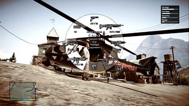 Weapon statistics may be found in the right upper corner of the screen - The best weapons - Secrets - Grand Theft Auto V Game Guide