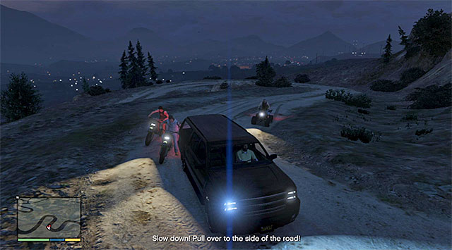 Keep slamming into the ATVs and the motorcycles, or conduct fire - Border patrol (1-3) - Random events - GTA 5 Guide
