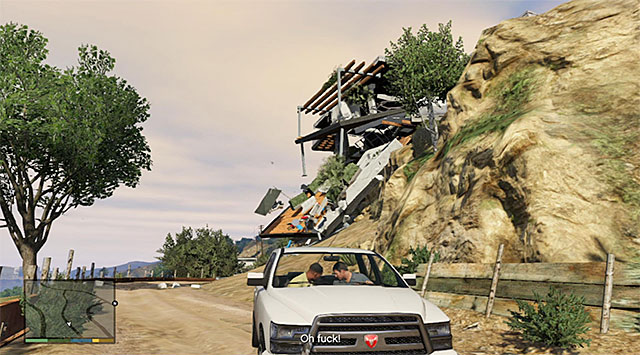 Press and keep holding down the acceleration button until one of the supports breaks loose, - 8: Marriage Counseling - Main missions - Grand Theft Auto V Game Guide