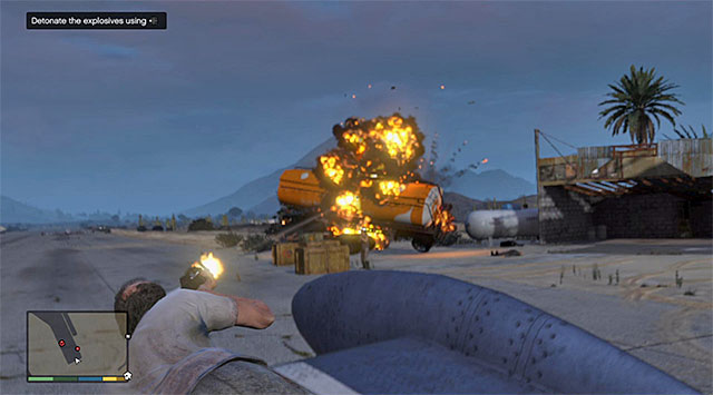 Keep eliminating the enemies and blow up the elements of the surroundings - 18: Nervous Ron - Main missions - Grand Theft Auto V Game Guide