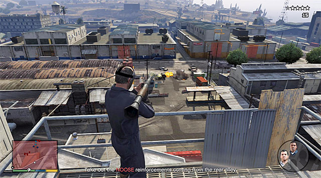 While laying as Trevor it is good to make use, predominantly, of the rocket launcher that is in his equipment - 41: Blitz Play #2 - Main missions - Grand Theft Auto V Game Guide
