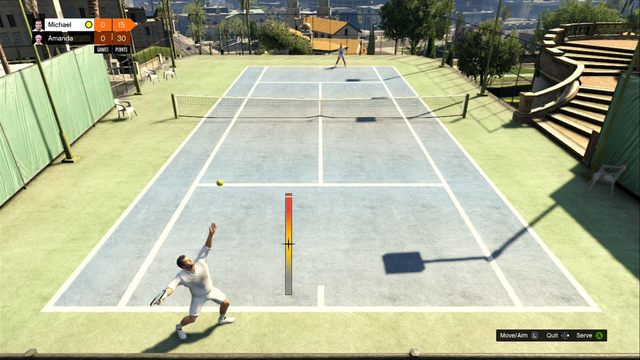 Bar defines the hit strength. - Tennis - Activities, Entertainment - Grand Theft Auto V Game Guide