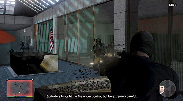 Watch out for the enemies wearing helmets and bulletproof vests - 69: The Bureau Raid - the Roof Entry variant - Main missions - Grand Theft Auto V Game Guide