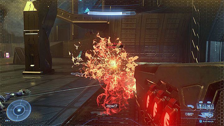 You must attack Harbinger until you drain her entire shield bar (remember to keep attacking the boss because if you stay idle for too long, the white bar will be renewed) - Halo Infinite: Silent Auditorium - walkthrough - Main missions - Halo Infinite Guide