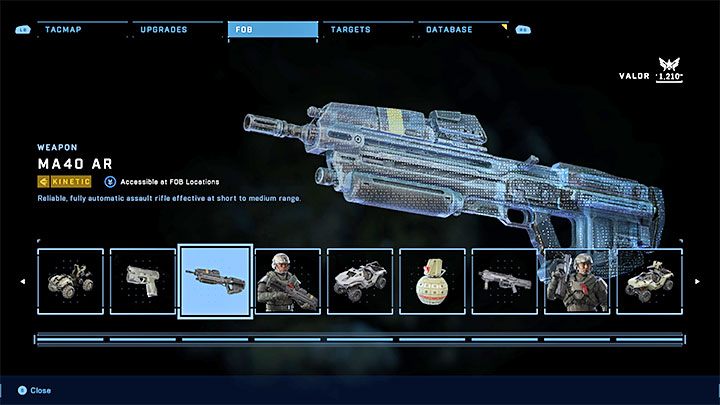 Sie können nur zwischen Waffen wählen, die Sie mit Tapferkeitspunkten freigeschaltet haben – Halo Infinite: Neue Waffen – wie erhält man sie?  - FAQ – Halo Infinite-Leitfaden