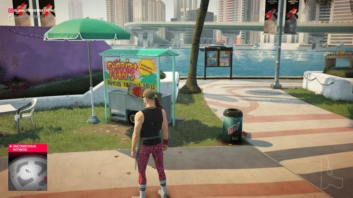 You will find this outfit on a guy who resides on the pier. Open the food box. - Story Missions | The Finish Line Mission in Hitman 2 - The Finish Line (Miami) - Hitman 2 Guide