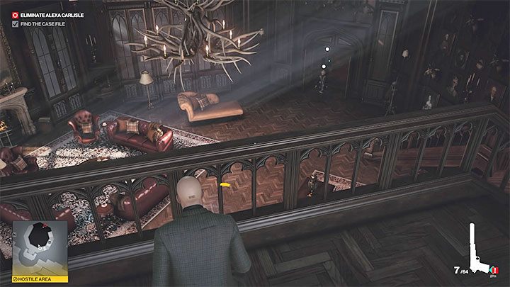 The chandelier associated with this challenge is located in Alexa's office on level 2(point 37 on the map), and you will recognize it by its unusual appearance resembling hunting trophies - Hitman 3: Assassinating Alexa Carlisle - Death in the Family - Dartmoor - Hitman 3 Guide