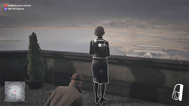 At several points in the mission, Alexa will move away from her bodyguard and, for example, go out on the balcony or go to a private room - Hitman 3: Assassinating Alexa Carlisle - Death in the Family - Dartmoor - Hitman 3 Guide
