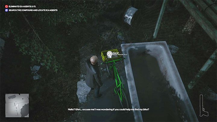 You can find the bag of pills in the rack of a bike leaning against the south fence next to the parking lot - Hitman 3: Holle Club - how to get inside? - Apex Predator - Berlin - Hitman 3 Guide
