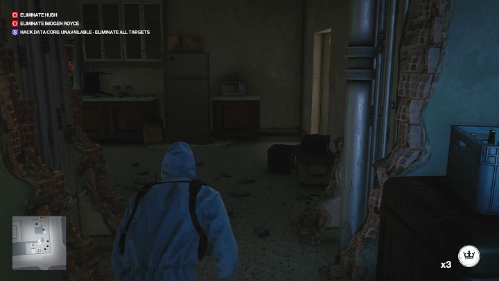 Go to the upper floor of the building and using the available curtains sneak to the staircase - enter the mezzanine - Hitman 3: Poison in Chongqing - where to find it? - End Of An Era - Chongqing - Hitman 3 Guide