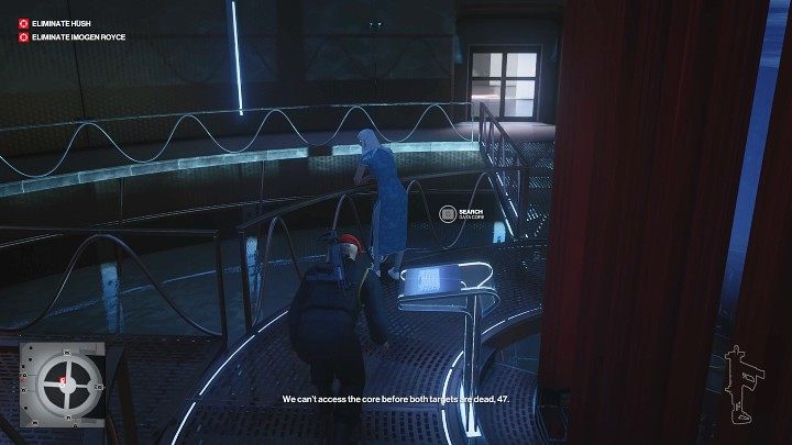 Wait for Imogen Royce to approach the terminal - Hitman 3: Imogen Royce - how to kill her? Chongqing, China, walkthrough guide - End Of An Era - Chongqing - Hitman 3 Guide