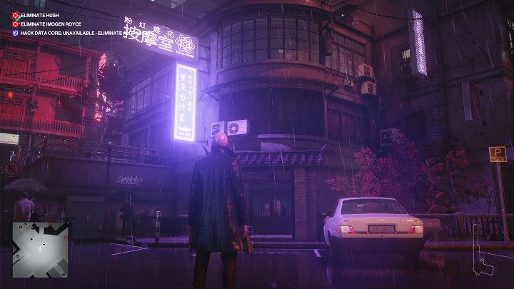 After starting the game, walk ahead and then take the stairs to the street level and enter the building shown in the image above - Hitman 3: Imogen Royce - how to kill her? Chongqing, China, walkthrough guide - End Of An Era - Chongqing - Hitman 3 Guide
