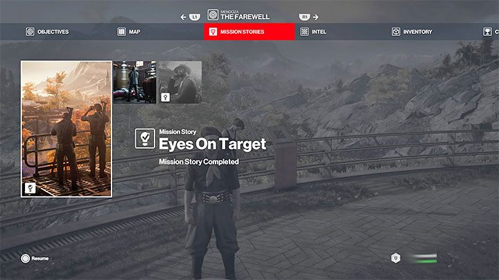 Although it was Agent 47 who attacked Tamara and not the sniper, the mission story should appear as completed - Hitman 3: Eyes on Target - Mendoza, walkthrough, mission stories - The Farewell - Mendoza - Hitman 3 Guide