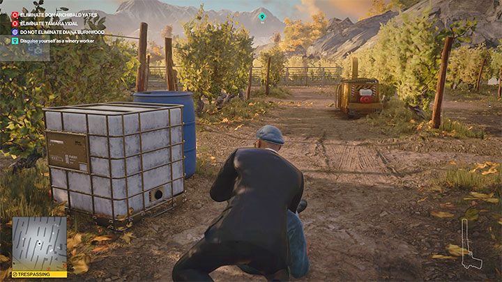 You can attack any winery worker, but the easiest way to attack is to select one of the people who have attended the meeting with Vargas (see image above) - Hitman 3: The Tour - Mendoza, walkthrough, mission story - The Farewell - Mendoza - Hitman 3 Guide