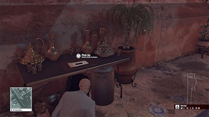 One of the invitation is right next to the entrance to the VIP-only area - Disguises and important items | Marrakesh: A House Built on Sand - Summer Episode - Marrakesh: A House Built on Sand - Hitman Game Guide