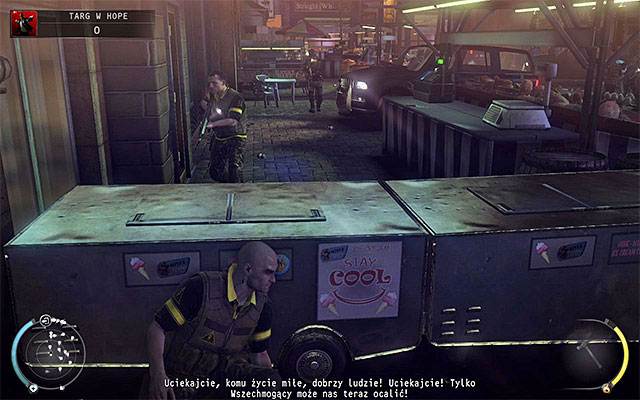 The second stop should be made at the cover shown on the above screen - Hope Fair - 16: Operation Sledgehammer - Hitman: Absolution - Game Guide and Walkthrough