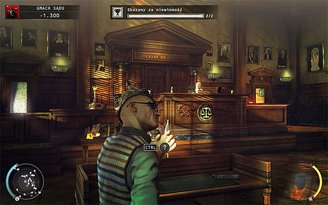 Once you put on Hawke's costume, you have to return to the courtroom and wait for the judgment - 15: Skurkys Law - p. 1 - Challenges - Hitman: Absolution - Game Guide and Walkthrough