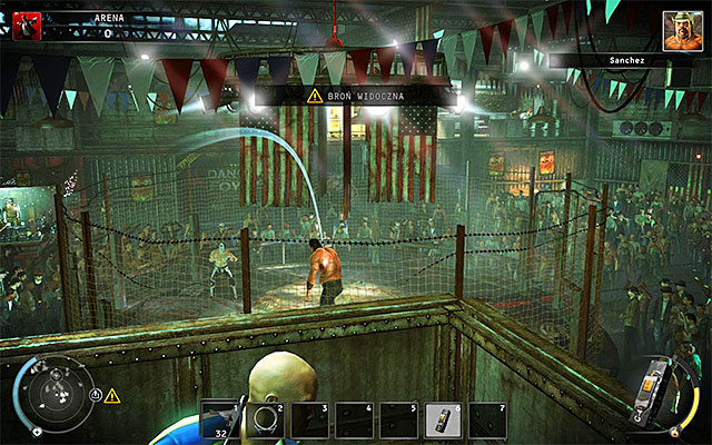 Once you get explosives, go to metal balconies on the first floor of the arena - 13: Fight Night - Challenges - Hitman: Absolution - Game Guide and Walkthrough