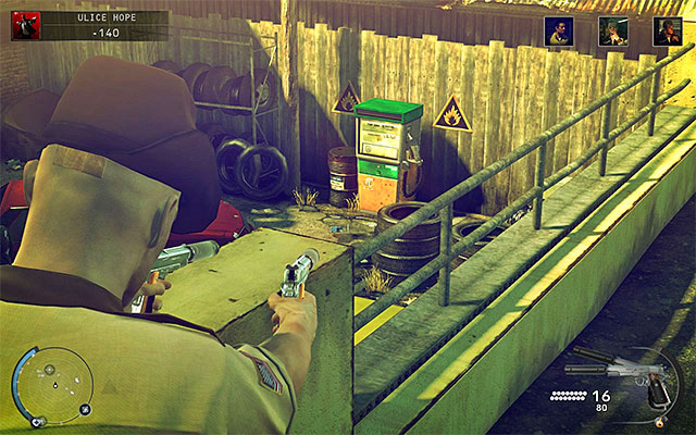 If you play on higher difficulty levels, the safer solution is to shot from the upper balcony shown on the above screen - Streets of Hope - Murdering Tyler Colvin - 9: Shaving Lenny - Hitman: Absolution - Game Guide and Walkthrough