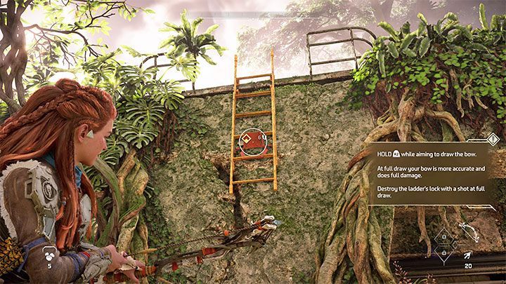 Reach the raised ladder pictured above - Horizon Forbidden West: Reach for the Stars - walkthrough - Main Storyline - Horizon Forbidden West Guide