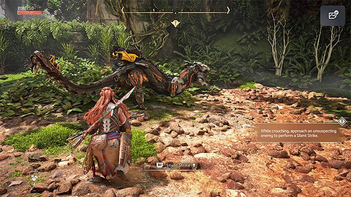 This new mission objective serves as a tutorial on how to sneak and execute sneak attacks - Horizon Forbidden West: Reach for the Stars - walkthrough - Main Storyline - Horizon Forbidden West Guide