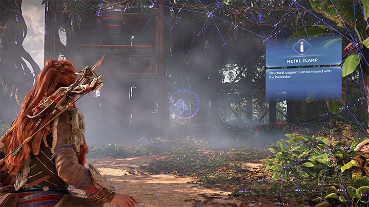 Look around until you find an interactive clamp pictured above - use the Pullcaster on it to change its position - Horizon Forbidden West: Reach for the Stars - walkthrough - Main Storyline - Horizon Forbidden West Guide