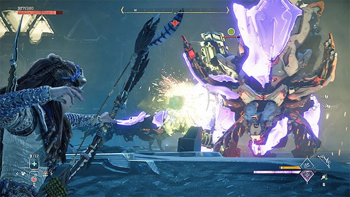 During the battle rely on elemental attacks and regular attacks aimed at the boss' weak spots - Horizon Forbidden West: The Dying Lands - walkthrough - Main Storyline - Horizon Forbidden West Guide
