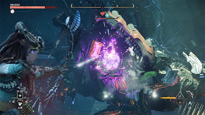 You should especially pay attention to the two Plasma Energizers located on the sides of the enemy machine - Horizon Forbidden West: GEMINI - walkthrough - Main Storyline - Horizon Forbidden West Guide