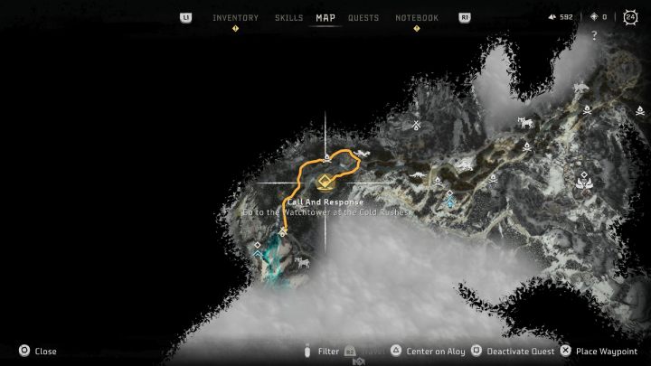 Head to the watchtower west of the Bulwark - Horizon Forbidden West: Call and Response - walkthrough - Favors - Horizon Forbidden West Guide