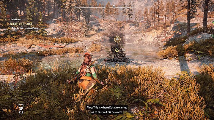 Kotallo will ask Aloy to meet him in the location where they faced the Tremortusk earlier in the main storyline - Horizon Forbidden West: What Was Lost, Kotallos quest - walkthrough - Tasks of companions - Horizon Forbidden West Guide
