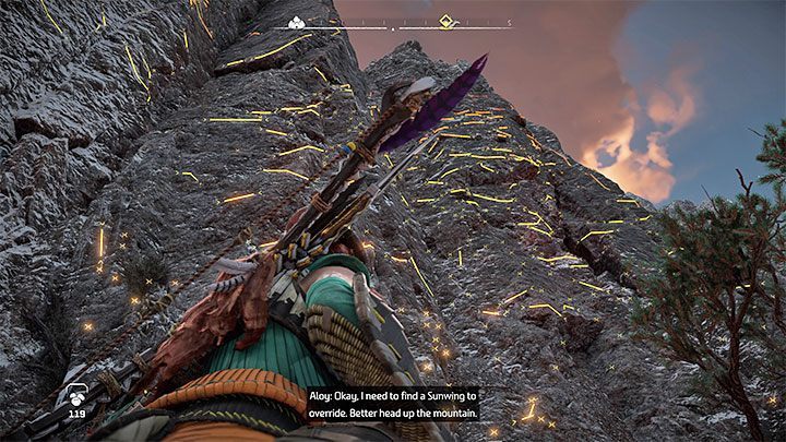 Now, you must climb to the top of the mountain above the Base - Horizon Forbidden West: The Wings of the Ten - walkthrough - Main Storyline - Horizon Forbidden West Guide
