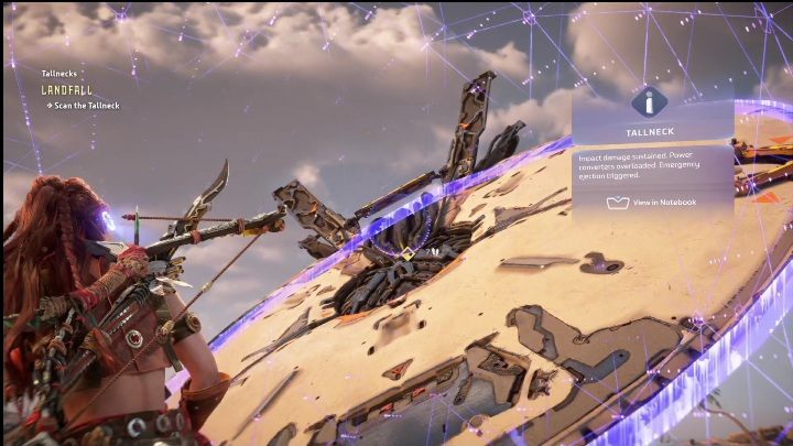 At the start of the quest, you need to scan the Tallneck - Horizon Forbidden West: Tallneck (Landfall) - Location - Landing - Horizon Forbidden West Guide