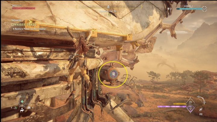 Go down the ladder, then head right - Horizon Forbidden West: Tallneck (Cinnabar Sands) - location - Cinnabar Sands - Horizon Forbidden West Guide