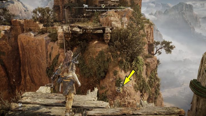 Jump off the bridge and press X to grab the object marked on the screen - Horizon Forbidden West: The Twilight Path - walkthrough - Side quests - Horizon Forbidden West Guide