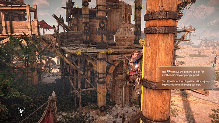 Locate the first yellow elements and start climbing - Horizon Forbidden West: The Point of the Lance - walkthrough - Main Storyline - Horizon Forbidden West Guide