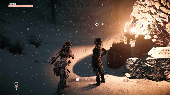 When you reach the top, talk to the man by the campfire - Horizon Forbidden West: A Soldiers March - walkthrough - Side quests - Horizon Forbidden West Guide