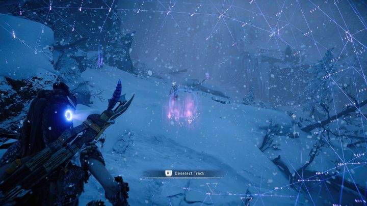 Turn on focus mode and highlight the tracks you found - Horizon Forbidden West: A Soldiers March - walkthrough - Side quests - Horizon Forbidden West Guide