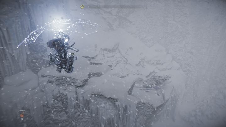 When you reach the icicles, Aloy will let you know that you need find an alternate route - Horizon Forbidden West: A Soldiers March - walkthrough - Side quests - Horizon Forbidden West Guide