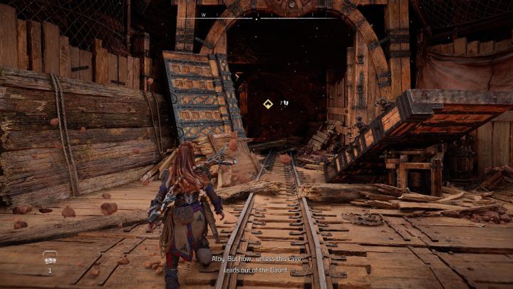 At the end of the road, by the waterfall, you will find the entrance to the mine - Horizon Forbidden West: The Bristlebacks - walkthrough - Side quests - Horizon Forbidden West Guide