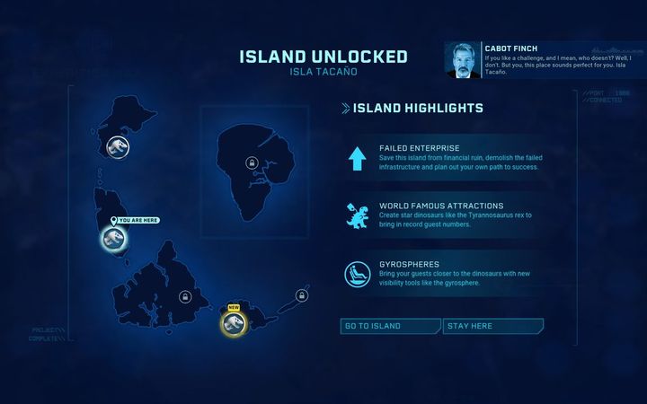 There are 6 locations in Jurassic World Evolution, one of them is available at the beginning: Isla Matanceros - Unlocking new islands in Jurassic World Evolution - Park management - Jurassic World Evolution Game Guide